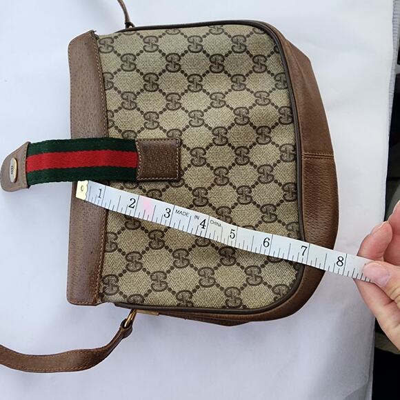 VINTAGE Gucci Ophidia GG Web Coated Canvas Clutch Tan Red Green Leather with COA - Picture 11 of 12